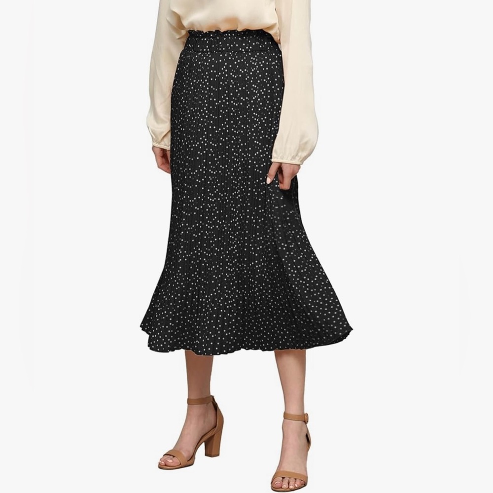 Black Polka Dot Midi Skirt